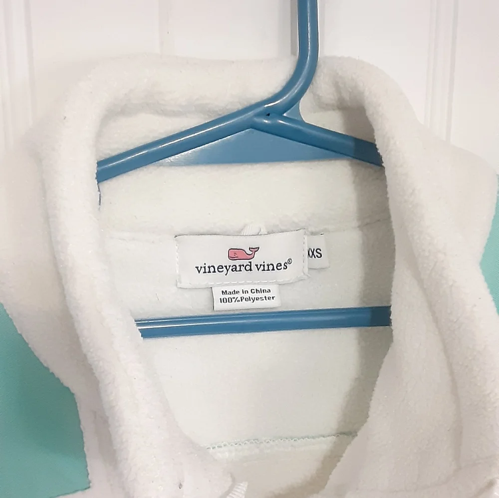 Vineyard Vines XXS fleece vest white and aqua - Picture 10 of 13